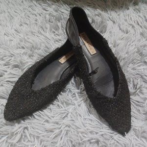Zara Black Two-Toned Shimmery Pointed Flats Women's Size US 6.5, EU 37